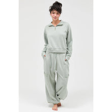 Load image into Gallery viewer, Half-Zip Burnout French Terry Pullover: TAFFY PINK
