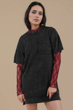 Load image into Gallery viewer, Mineral Washed Knit Oversized Shift Mini Dress: BLACK
