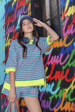 Load image into Gallery viewer, NT12481-Oversized Stripe Casual Knit Top: BLACK/CREAM / S-M-L/2-2-2
