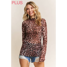 Load image into Gallery viewer, PLUS CHIC ANIMAL PRINT MESH HIGH NECK DESIGN LONG SLEEVE FIT: Brown Multi

