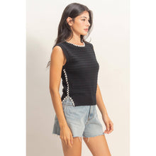 Load image into Gallery viewer, Eyelet Sleeveless Knit Top: CREAM
