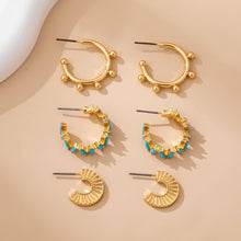 Load image into Gallery viewer, Turquoise Enamel Hoop Trio Earring Set | 80E61672: GOLD
