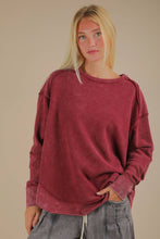 Load image into Gallery viewer, Mineral Washed Elbow Patch Contrast Knit Top: MOCHA
