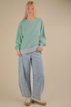 Load image into Gallery viewer, NT11927-Stripe Comfy Casual Oversized Knit Top: RED/CREAM / S-M-L/2-2-2
