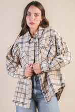 Load image into Gallery viewer, Oversized Checkered Casual Shacket Jacket: OLIVE MIX

