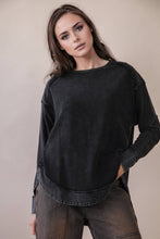 Load image into Gallery viewer, Mineral Washed Elbow Patch Contrast Knit Top: MOCHA
