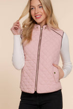 Load image into Gallery viewer, Suede Piping Detail Rib Quilted Padding Vest: BLK-black / S
