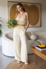 Load image into Gallery viewer, FRONT TIE CROPPED CAMI TOP: LIGHT YELLOW
