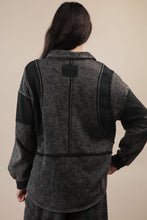 Load image into Gallery viewer, Mineral Washed Oversized French Terry Knit Top: MOCHA
