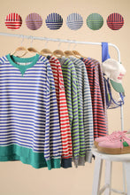 Load image into Gallery viewer, NT11927-Stripe Comfy Casual Oversized Knit Top: RED/CREAM / S-M-L/2-2-2
