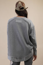 Load image into Gallery viewer, Mineral Washed Elbow Patch Contrast Knit Top: MOCHA
