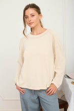 Load image into Gallery viewer, CREW NECK RIBBED LONG SLEEVE KNIT TOP : OATMEAL
