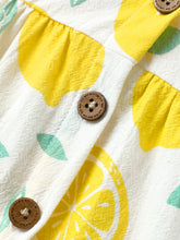 Load image into Gallery viewer, Single-Piece Baby Girl Plaid and Lemon Fruit-Themed Dress: Pale Yellow / 18-24 Months
