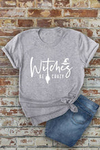 Load image into Gallery viewer, Witches be crazy, Halloween, Unisex Round Neck T-Shirt: Black/Orange / M
