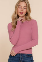 Load image into Gallery viewer, Long Sleeve Crew Neck Viscose Rib Sweater: GRN-hunter green
