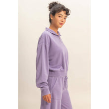 Load image into Gallery viewer, Half-Zip Burnout French Terry Pullover: BLUE
