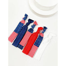 Load image into Gallery viewer, American Flag Hair Tie Bracelet Set: MIX COLOR / ONE
