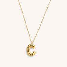 Load image into Gallery viewer, Bubble Initial Charm Necklaces- Gold: C
