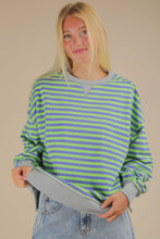 Load image into Gallery viewer, NT11927-Stripe Comfy Casual Oversized Knit Top: RED/CREAM / S-M-L/2-2-2

