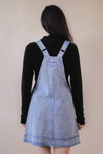 Load image into Gallery viewer, Washed Denim Overall Mini Dress: BLACK
