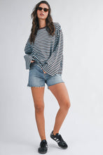 Load image into Gallery viewer, Oversized Stripe Long Sleeve Top: Chocolate / Contemporary
