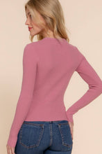 Load image into Gallery viewer, Long Sleeve Crew Neck Viscose Rib Sweater: GRN-hunter green
