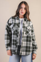 Load image into Gallery viewer, Oversized Checkered Casual Shacket Jacket: OLIVE MIX
