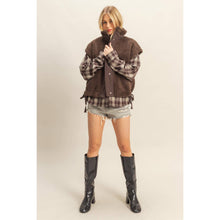 Load image into Gallery viewer, Cozy Sherpa Vest Jacket with Tie-Up Side Details: BROWN
