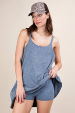 Load image into Gallery viewer, ND31251-Mineral Washed Knit Mini Dress with Shorts Inside : BLACK / S-M-L/2-2-2
