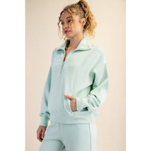 Load image into Gallery viewer, MODAL SCUBA PIPING QUARTER ZIP PULLOVER: Black/Cream
