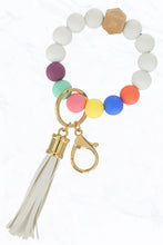 Load image into Gallery viewer, Color Silicone Beaded Key Ring Keychain: Nude Grey
