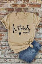 Load image into Gallery viewer, Witches be crazy, Halloween, Unisex Round Neck T-Shirt: Black/Orange / S
