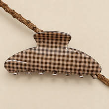 Load image into Gallery viewer, JUMBO STRIPE PLAID OVAL HAIR CLAW CLIPS | STRIPE BROWN
