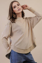 Load image into Gallery viewer, Mineral Washed Elbow Patch Contrast Knit Top: MOCHA
