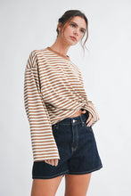 Load image into Gallery viewer, Oversized Stripe Long Sleeve Top: Chocolate / Contemporary
