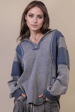 Load image into Gallery viewer, Mineral Washed Oversized French Terry Knit Top: MOCHA
