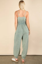 Load image into Gallery viewer, Mineral Washed Cotton Gauze Casual Jumpsuit: SAGE
