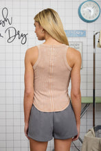 Load image into Gallery viewer, WASHED RAW EDGE SLEEVELESS KNIT TANK TOP: KHAKI
