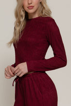 Load image into Gallery viewer, Long Sleeve Crew Neck Top: Wine

