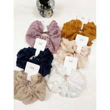 Load image into Gallery viewer, Pompom Textured  Soft Tone Jumbo Scunchie
