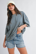 Load image into Gallery viewer, Oversized Stripe Boyfriend Tee: Tan / Contemporary
