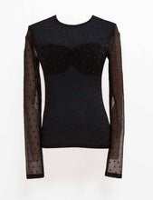 Load image into Gallery viewer, Women Heart See Through Long Sleeves Mesh Blouse: White
