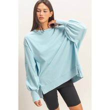 Load image into Gallery viewer, Oversized Seam Detail Long Sleeve Top: BLUE
