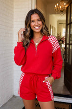 Load image into Gallery viewer, LAS Plaid Patchwork Zipper Collar Shorts Set (S-XL): Coffee / M
