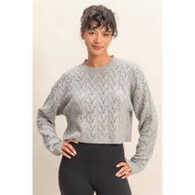 Load image into Gallery viewer, Cropped Cable Knit Sweater: ALPACA

