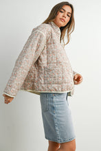 Load image into Gallery viewer, FLOAR QUILTED JACKET WITH LIGHTWEIGHT BOHO PRINT: LAVENDER / IVORY
