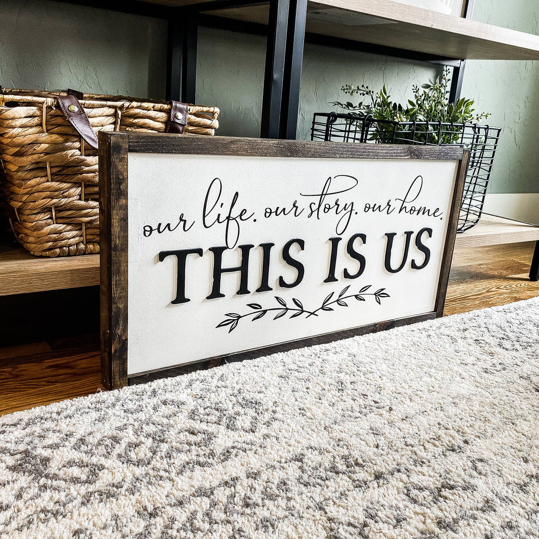 This is Us Laser 3D Wood Sign: Dark Walnut