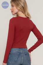 Load image into Gallery viewer, Long Sleeve Crew Neck Rib Seamless Top: BRN-brown / M/L
