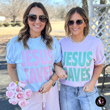 Load image into Gallery viewer, Jesus Saves: Hydrangea Blue tee / XL
