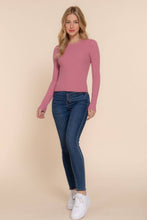 Load image into Gallery viewer, Long Sleeve Crew Neck Viscose Rib Sweater: GRN-hunter green
